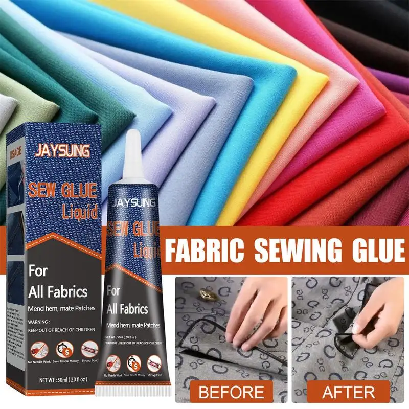 50ml Sew Glue Liquid Multi-functional Adhesive Clothing Quick Repair Glue Sewing Solution Kit For All Fabrics Flannel Leather