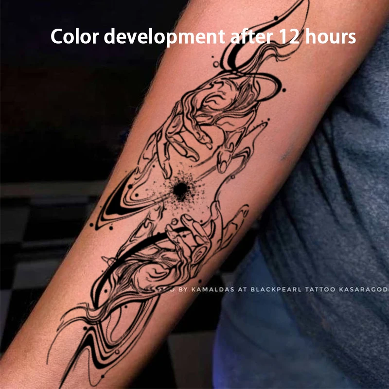 Holding the Stars in Hand Herbal Juice Tattoo Sticker Men Arm Waterproof Temporary Tattoo Adult Temporary Tattoos for Women Hena