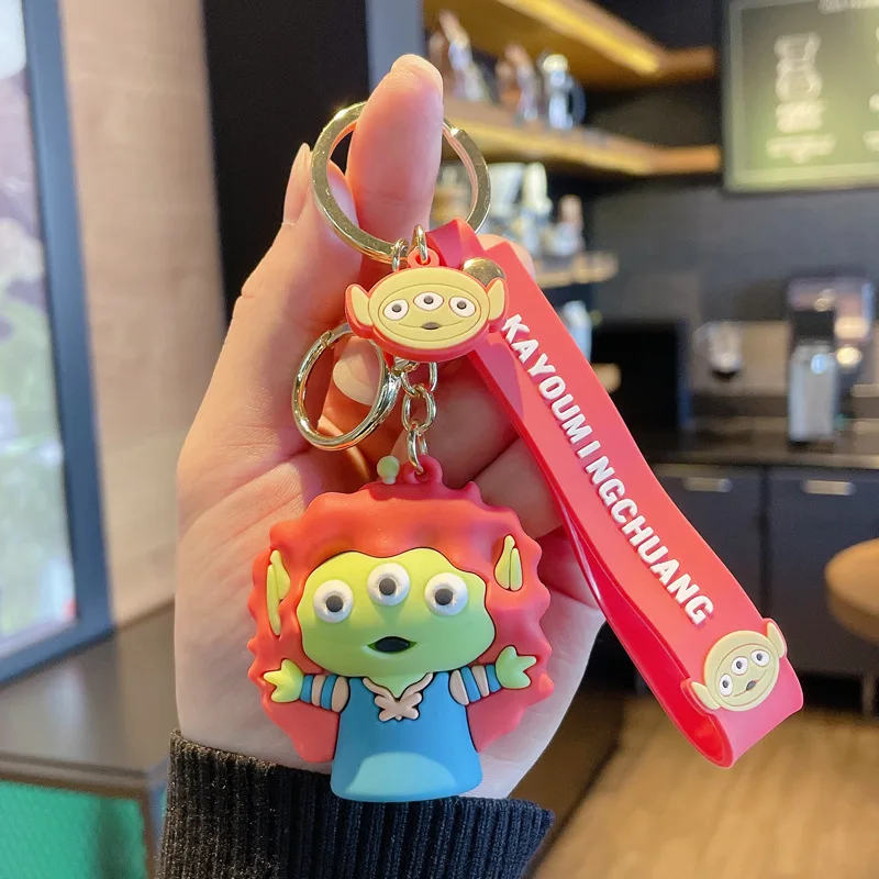 Disney Cartoon Anime Toy Story Alien Pendant Keychains Holder Car Key Chain Key Ring Mobile Phone Bag Hanging Jewelry Gifts