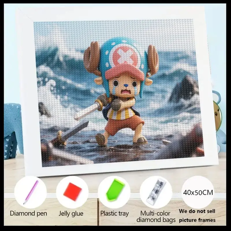 

1PC DIY 5D Diamond Painting Kit, Tony Tony Chopper One Piece Anime Cartoon Diamond Art, Full Drill Crystal Gem Painting Set 40x5