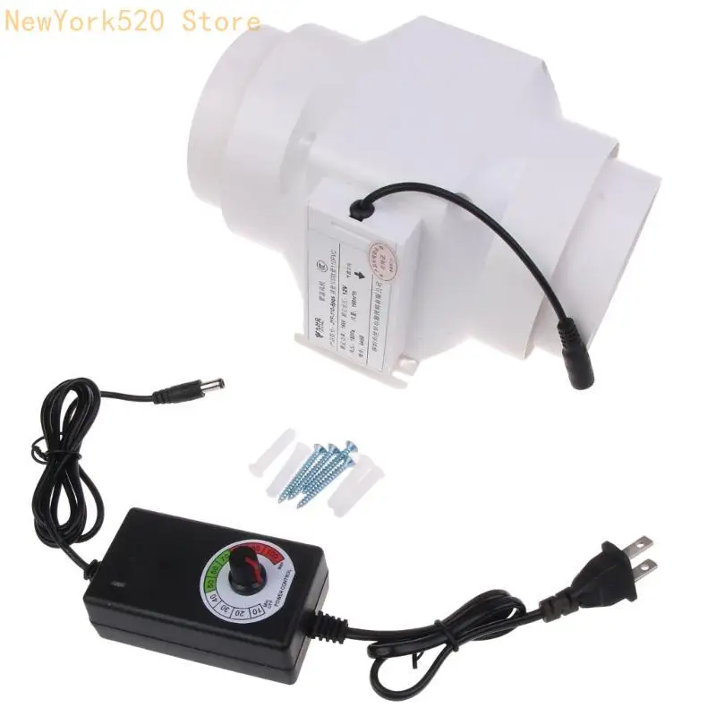 

110mm Extractor Fan Low Noise Duct Hydroponic Air Blower Speed-regulating Exhaust Fan for Home Bathroom Ventilation N84C