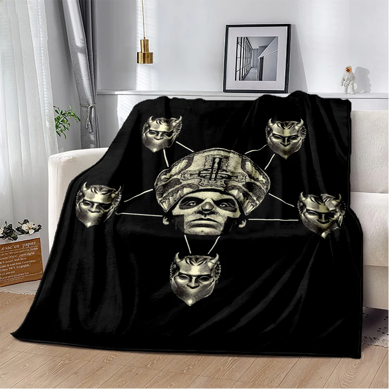 3D Ghost B.C Band Papa Emeritus Rock Heavy Metal Dark Soft Plush Blanket,Flannel Throw Blanket for Living Room Bedroom Bed Sofa