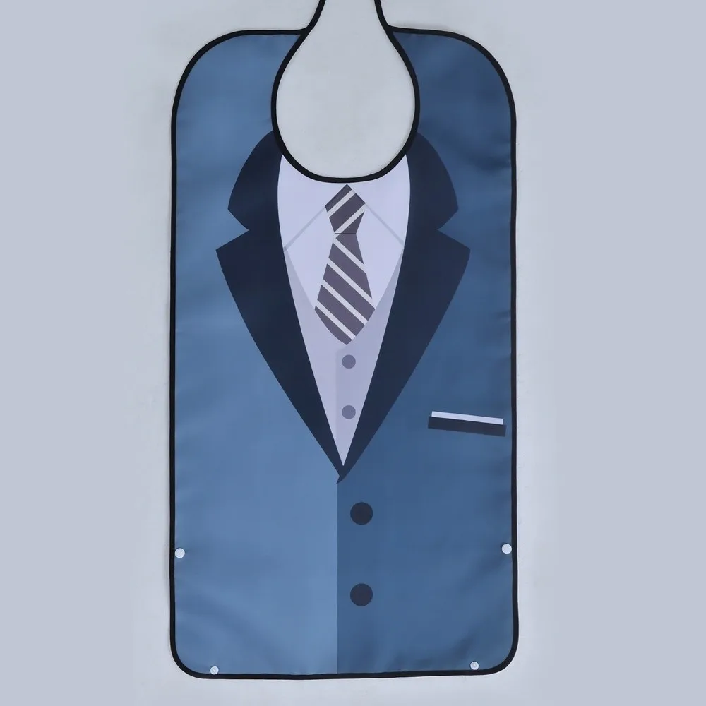 Waterproof Adult Eating Bib Large Size Stain-Resistant Senior Dining Apron Washable Crumb Catcher Pocket Reusable Feeding Bib