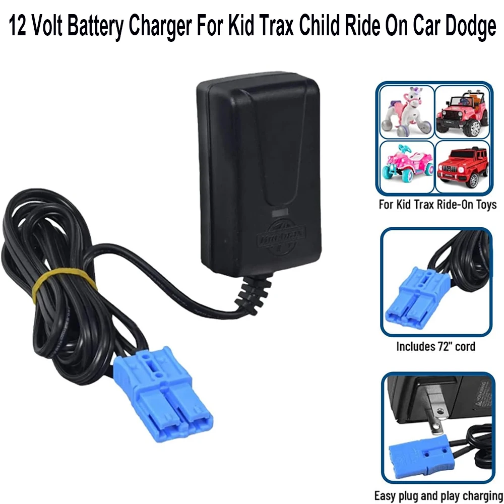 12 Volt Battery Charger with  Blue Plug, for 12V Kid Trax Child Ride On Car Dodge Ram 3500 Rideamales Scout Pony Josie Unicorn