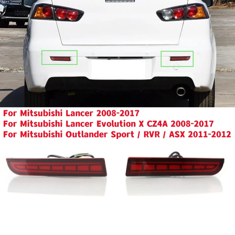 

1Pair Car Rear Bumper LED Reflector Lights Signal Lamp For Mitsubishi Lancer EVO Evolution X 2008~2017 Outlander 2011 2012