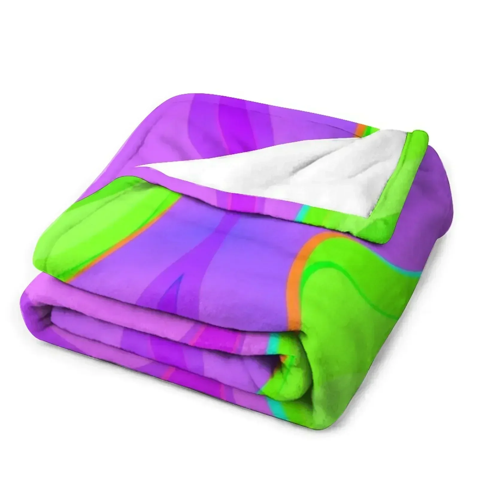 Neon Swirl Pattern - Purple and Green Throw Blanket Personalized Gift sofa bed Luxury Large Blankets - view 3