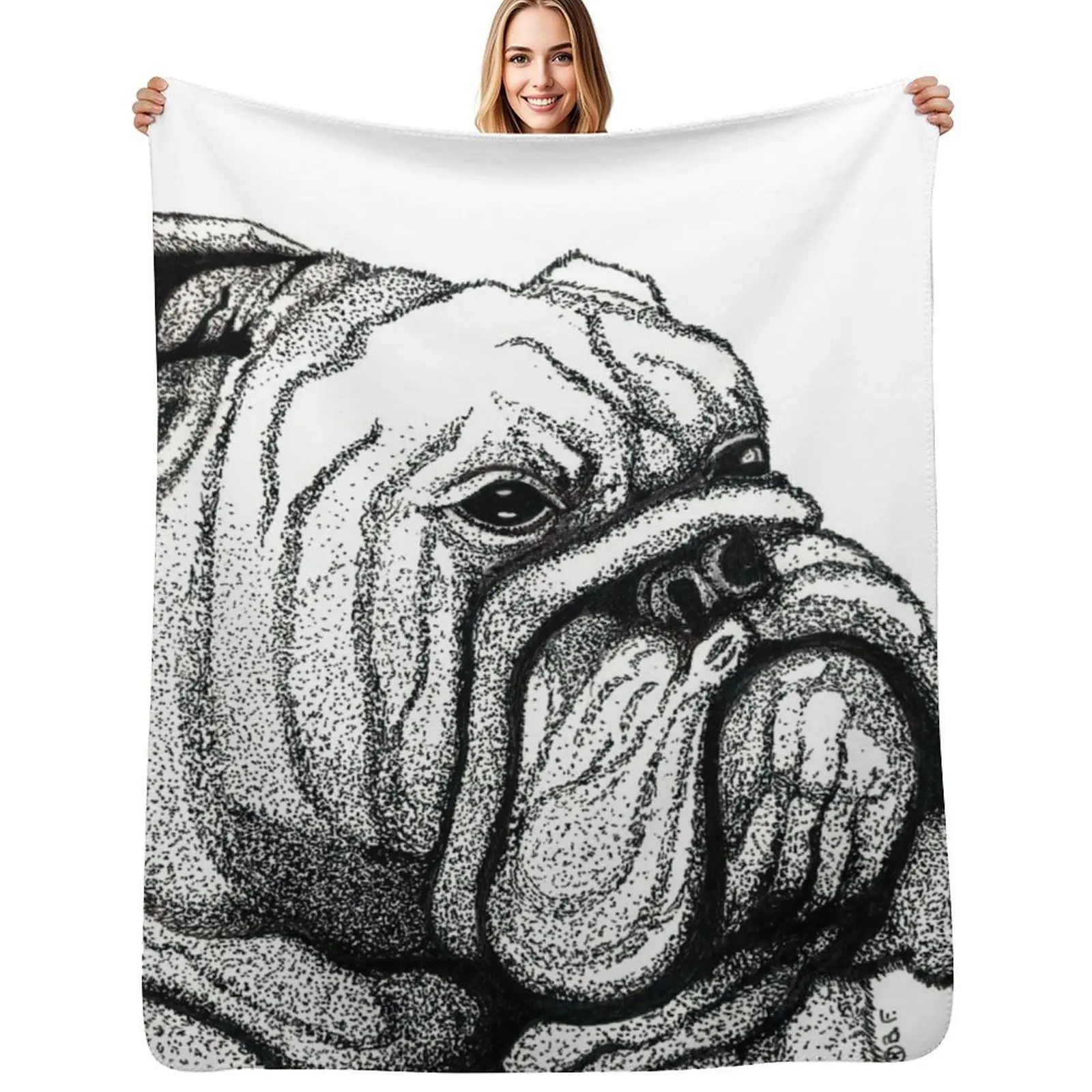 English bulldog Throw Blanket Warm Napping Blanket for Office Couch Bed