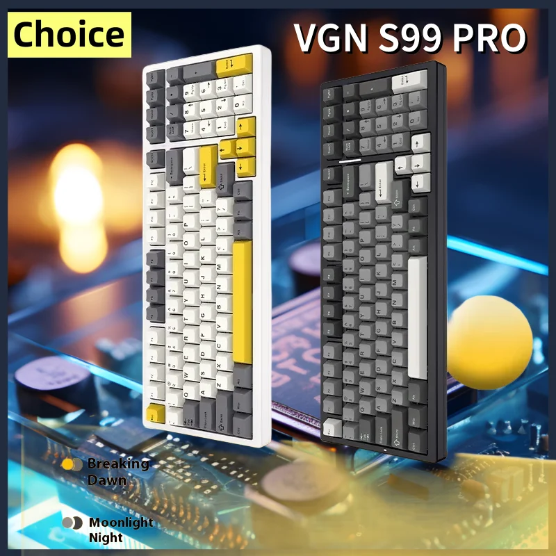 VGN S99 Pro Customized Mechanical Keyboard Wireless Wired Bluetooth Three Mode  RGB Gaming Office Keyboard PBT Keycap Aluminium