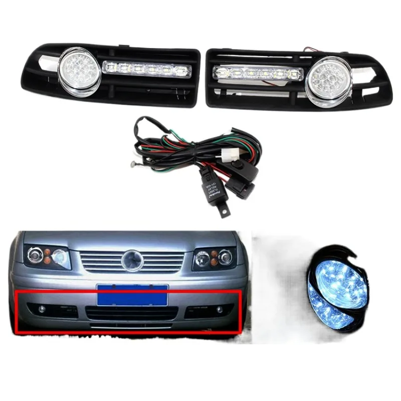 

Suitable for 99-05 Volkswagen Jetta Bora Mk4 modified small harpoon daytime running light LED fog light lower mesh grille