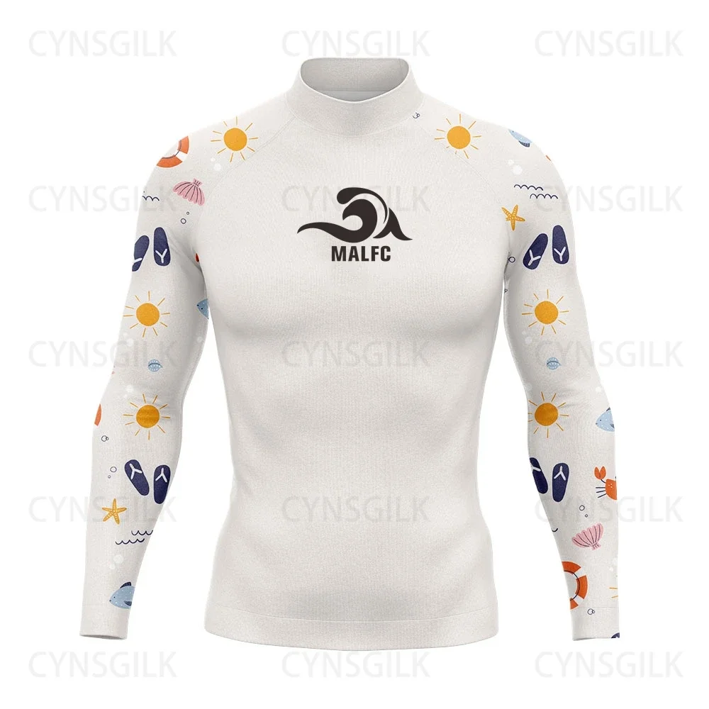 MALFC-Lange Mouw Rash Guard voor Mannen, Surfkleding, Badpak Rashguard, Surfkleding, UPF 50, Watersport, Zwemkleding, Snorkelen