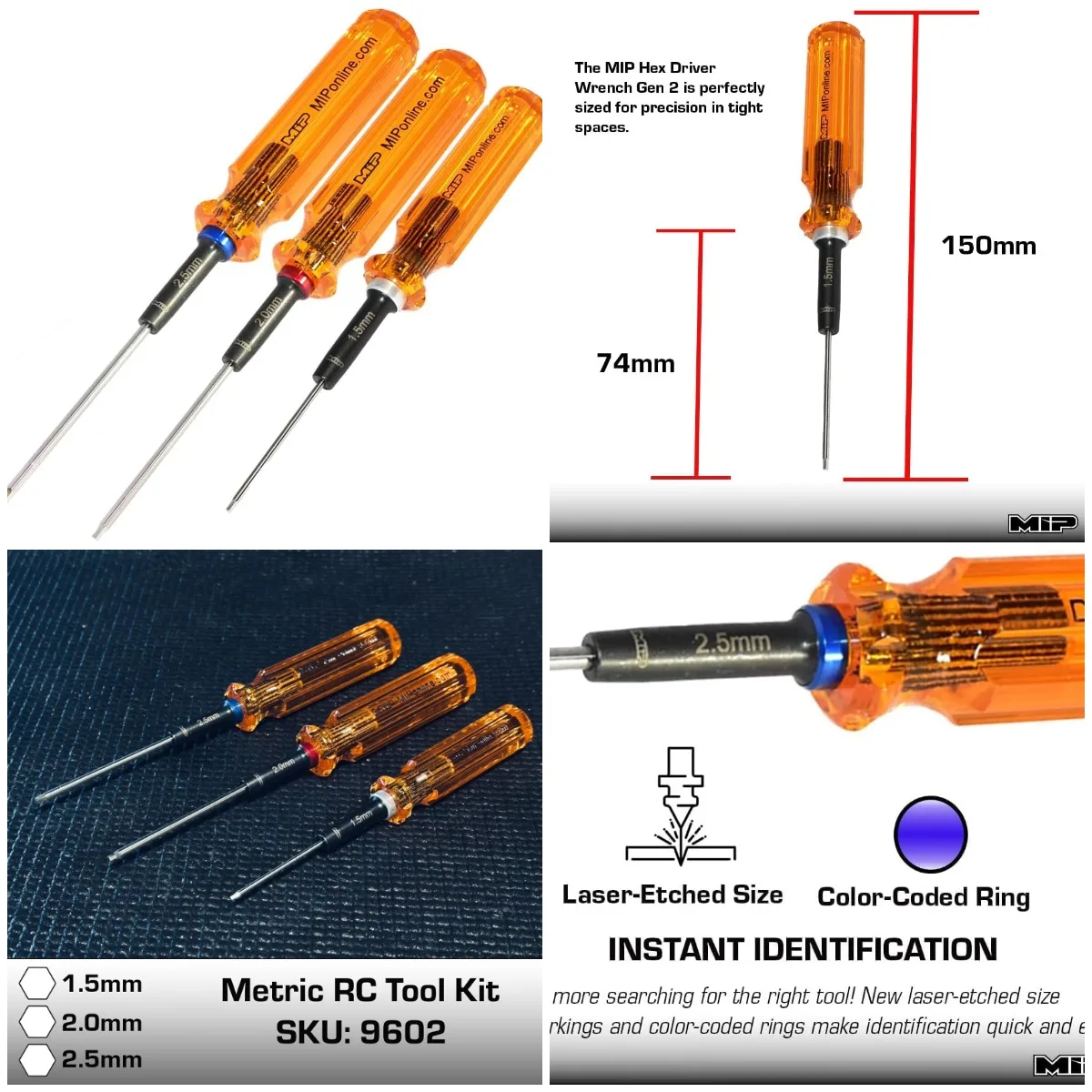 

9602 Набор шестигранных отверток RC из 3 предметов (1,5 мм, 2,0 мм, 2,5 мм) — прецизионные инструменты для радиоуправляемых автомобилей, дронов, лодок, вертолетов — сделано в США