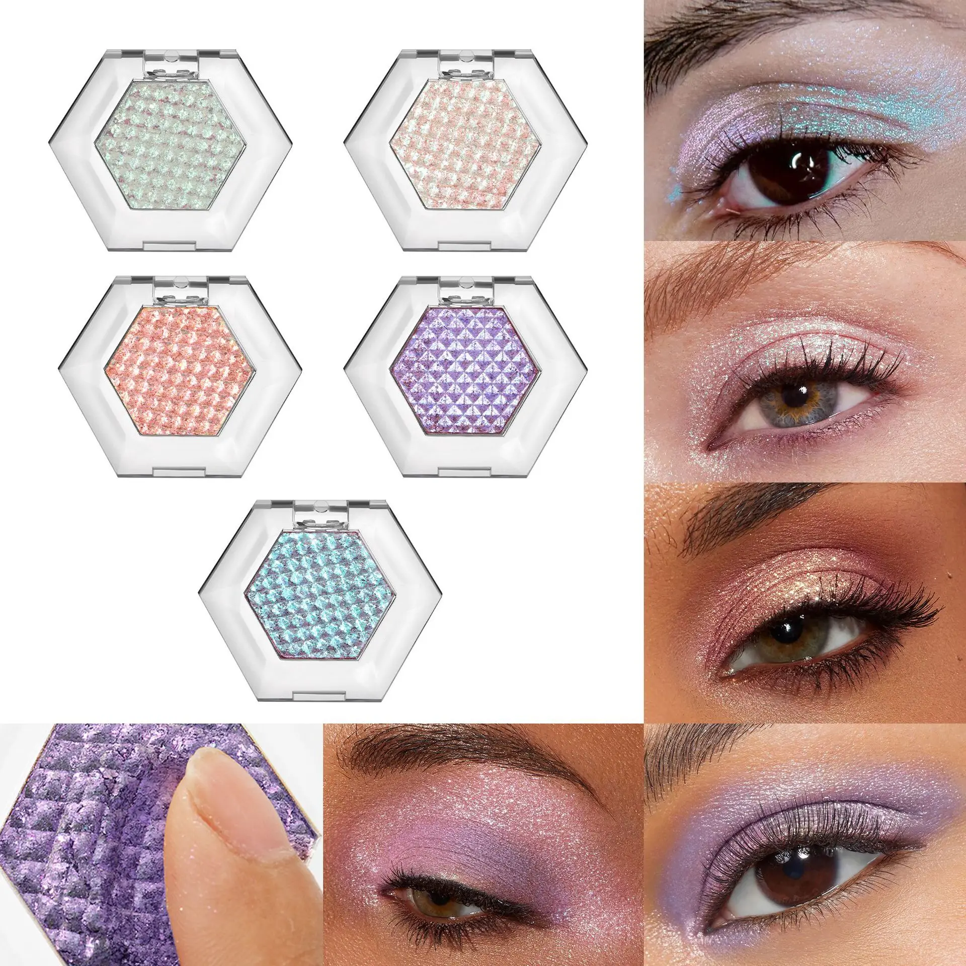 

Handaiyan 5 Color Dry Eyeshadow Palette Loose Red Glitter Pigment Eye shadow Duochrome Multichrome Pressed Glitter Eye shadow
