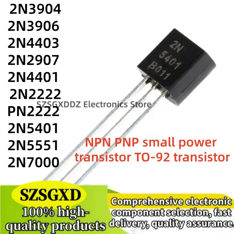 100 Units 100% new quality 2N2907 2N4401 2N3904 TO92 PN2222 2N5401 2N5551 2N3906 2N4403 2N2222 TO-92 Transistor