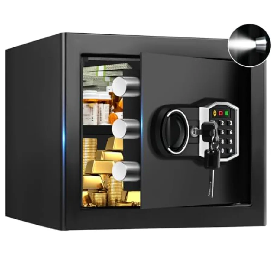 

1.3 Cub Small Fireproof Safe for Home Security Anti-Theft Fire Proof Safe Box with Spare Keys Programmable Keypad and Alarm Sys