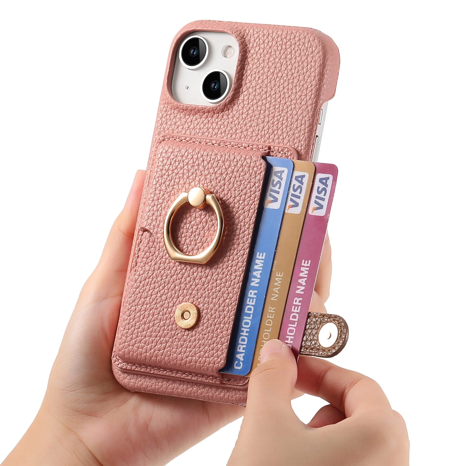 Leather Ring Support Phone Case for IPhone 17 Air 16E 18 16 15 14 13 12 11 Pro Max Plus Wallet with Card Holder Shockproof Cover
