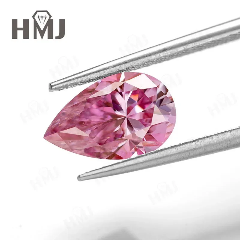 0.5-5CT Pink Color Pear Cut Moissanite Stone VVS1 Lab Created Diamond GRA Certificate Charms Diy Jewelry Rings Earrings Making