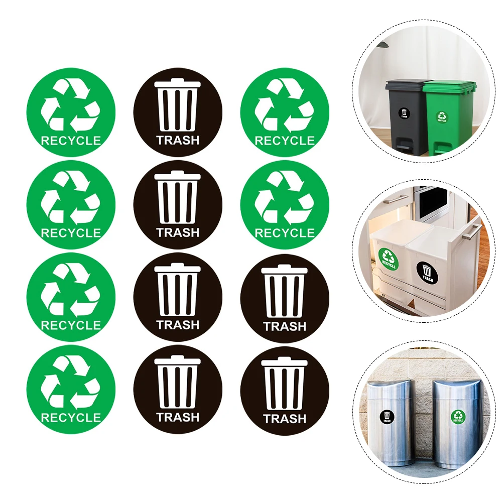 2 Bags Garbage Sorting Stickers Bin Waterproof Recycling Rubbish Can Classification Labels Trash Recycle Sign
