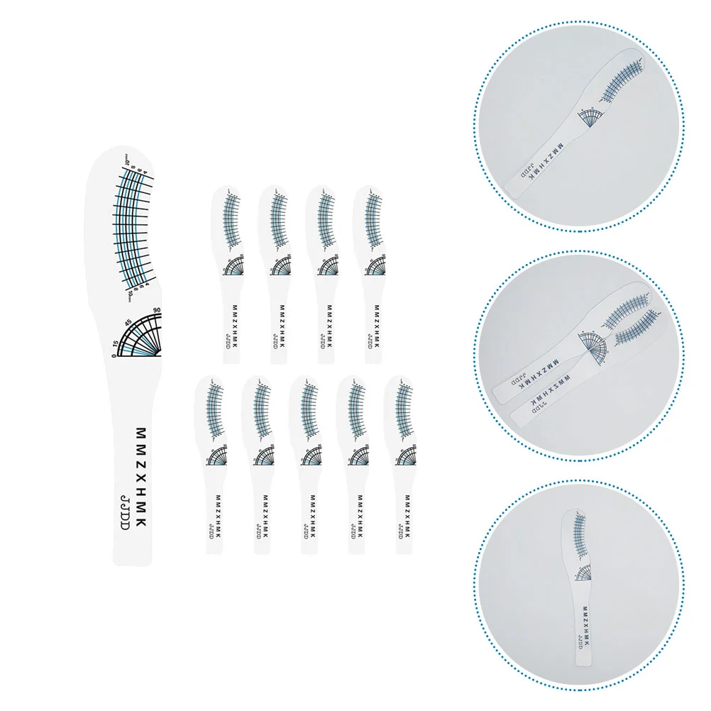 10 Pcs Eyelash Measuring Ruler Tool Length Extension Supplies Eyelashes Curling Degree Rulers Scale Paper Jam Crafting