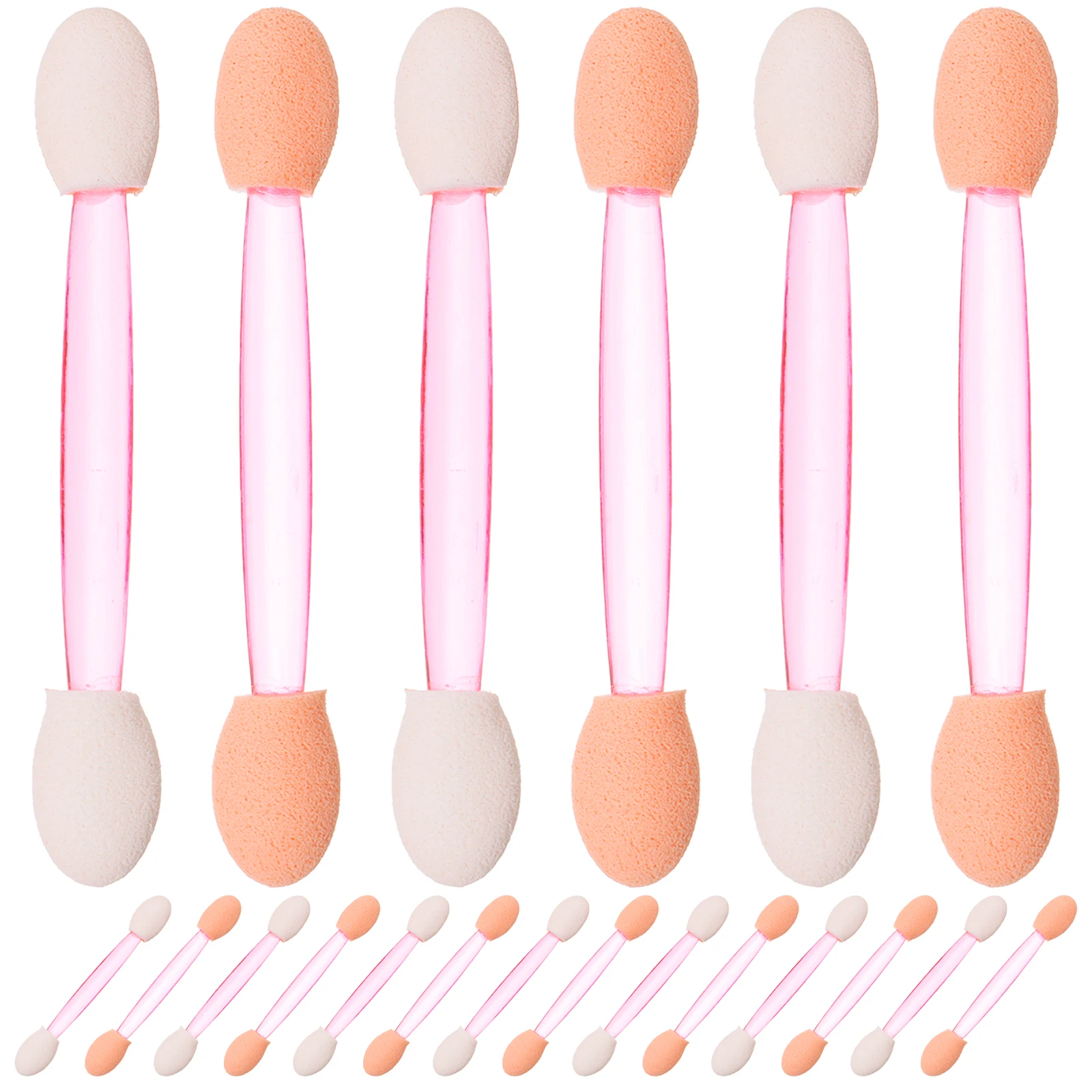 

100 PCS Eyeshadow Brush Stick Disposable Dual Sides Eyeliner Double-head Makeup Brushes Pink Woman