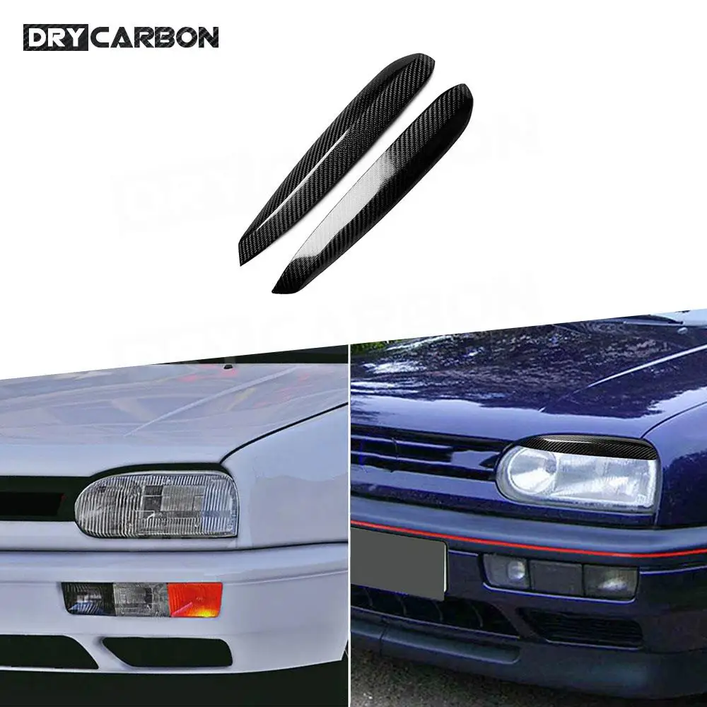 

Car Carbon Fiber Front Headlight Eyebrow Eyelid Sticker Trim Bodykits Accessories for Volkswagen Golf 3 MK3 1992-1999