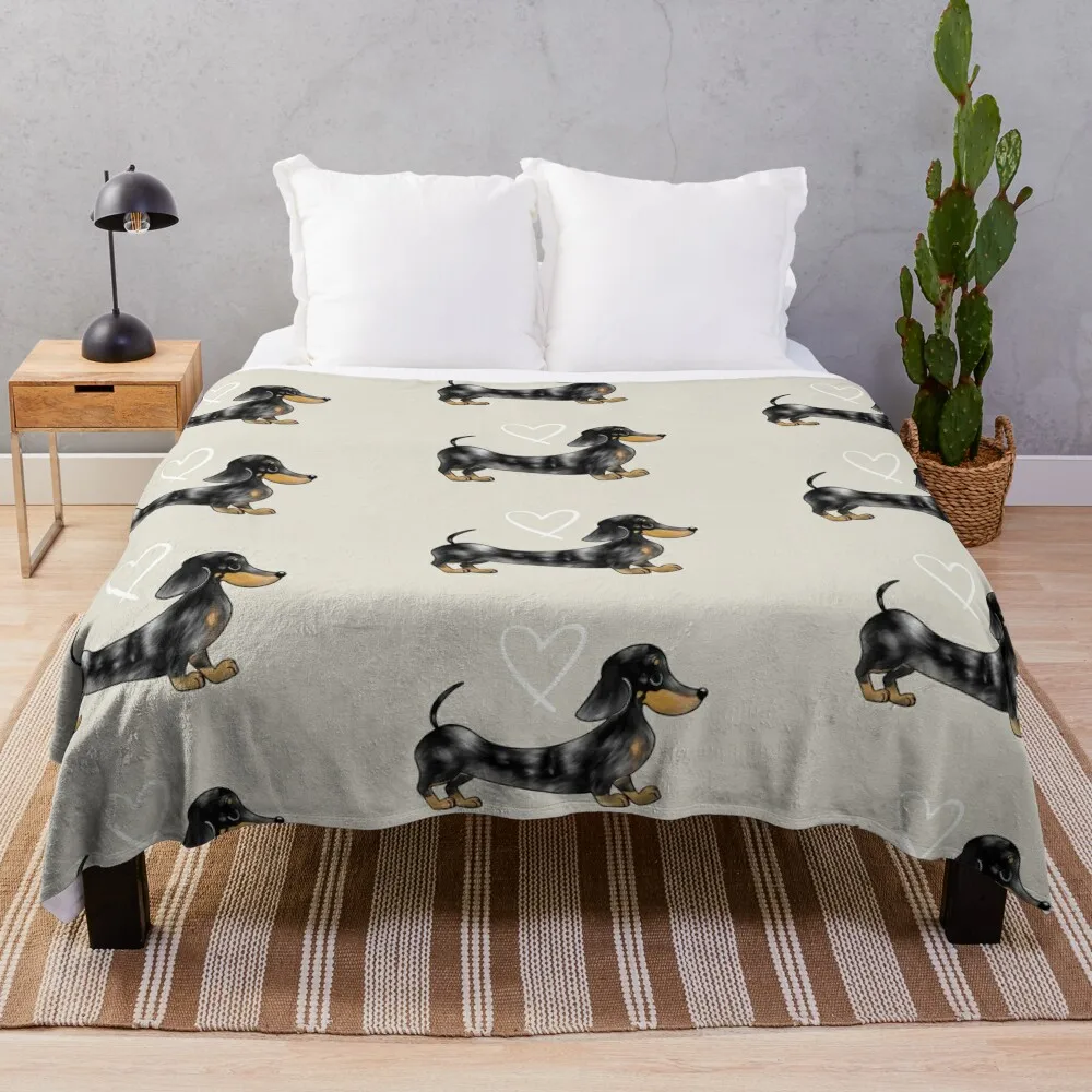 

Dachshund Black and Tan Dapple Smooth Hair Sausage Dog Throw Blanket Bed Fashionable Luxury Blankets