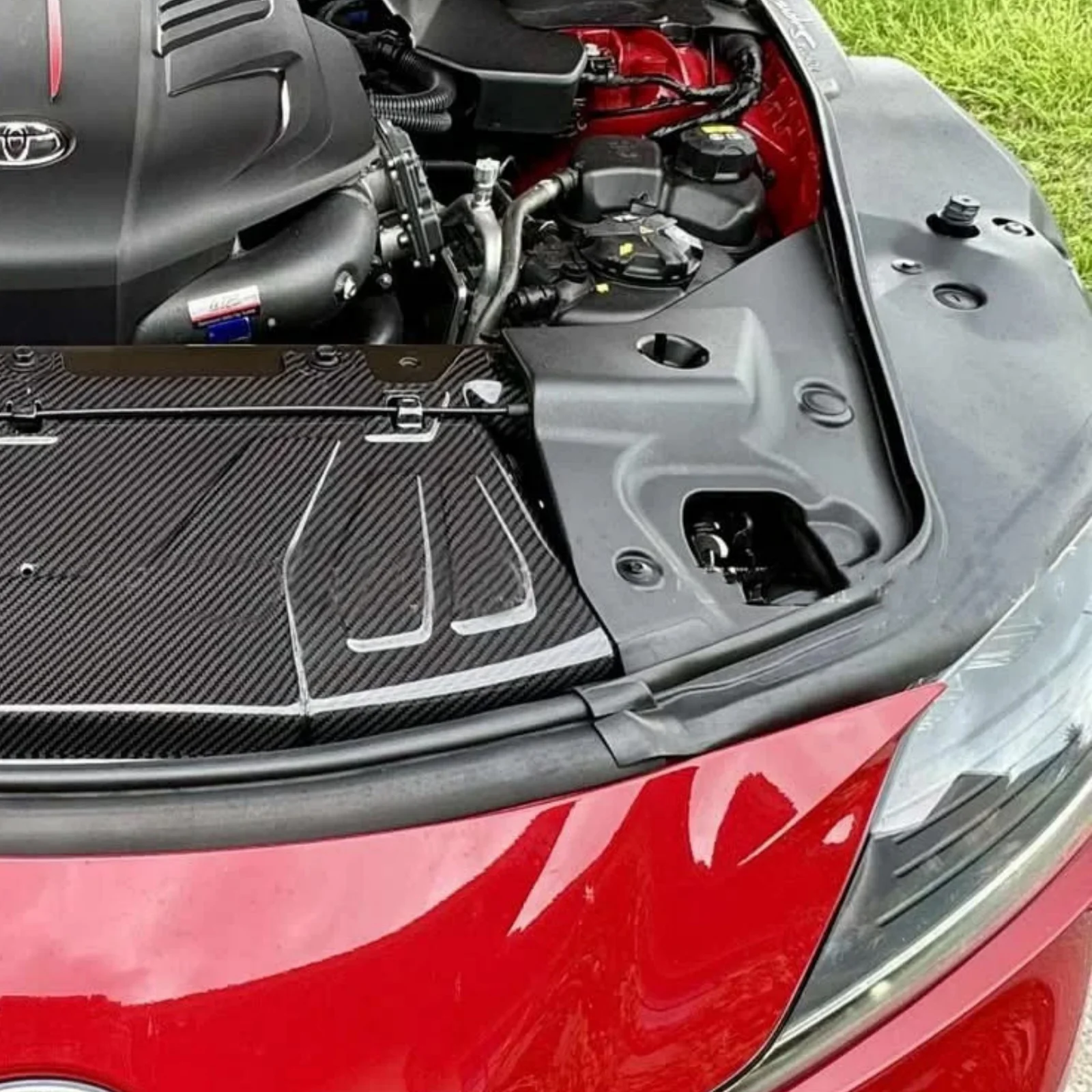 Dry Carbon Fiber Engine Side Bay Panel Cover For Toyota GR Supra MK5 A90 A91 2019 2020 2021 2022 2023 2024 2025
