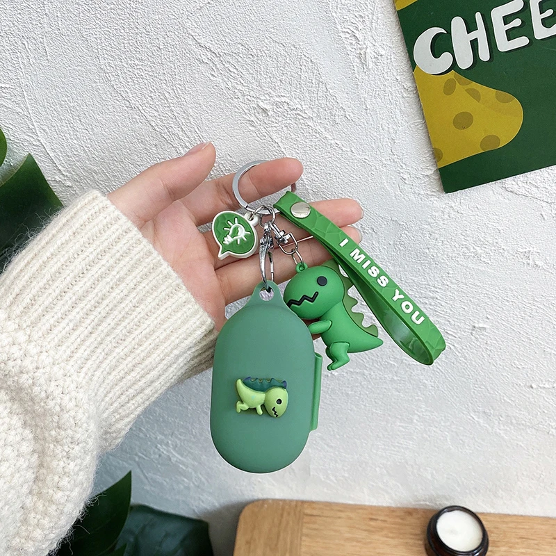 Realmeの漫画のヘッドフォン,Air 2のケース,楽しい,恐竜,シリコン,ハートホルダーアクセサリー付きの電話プロテクター