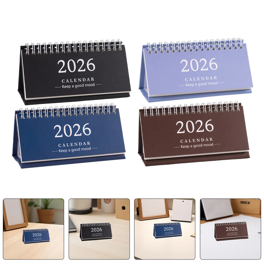 4 قطعة 2026 أجندة مكتبية /رزنامة مكتبية صغيرة الوجه الدائمة التقويم الحد الأدنى تصميم المسار مواعيد مهمة الأعمال مكتب المنزل استخدام الإنجليزية