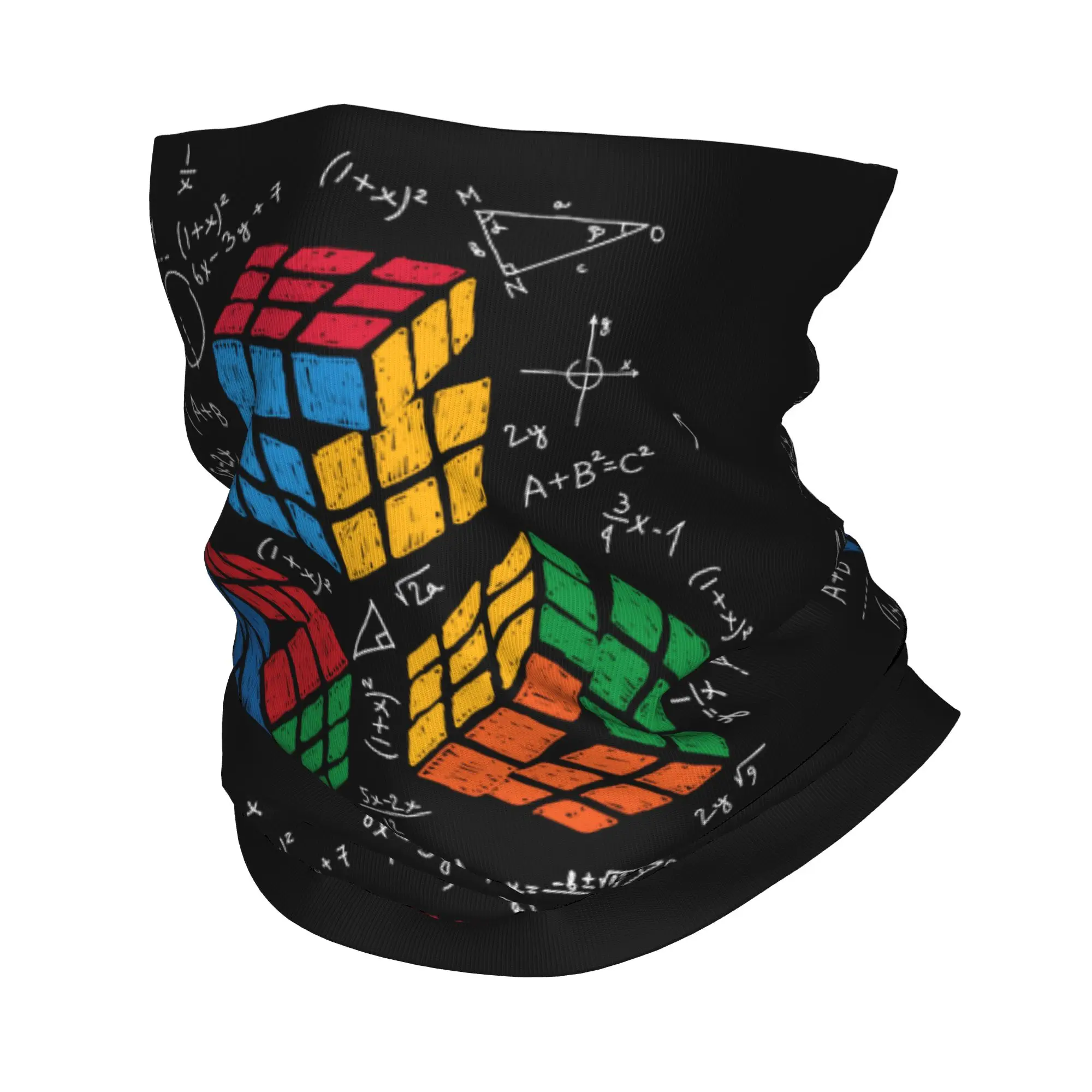Custom Math Rubiks Cube Winter Headband Neck Warmer Men Women Hiking Running Tube Scarf Geek Teacher Gift Face Bandana Gaiter