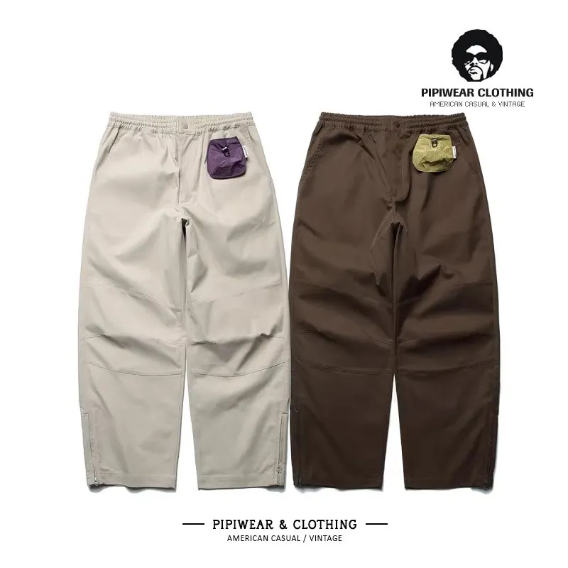 

Loose Straight Leg Casual Pants ex Outdoor Functional Waist Bag Design Water Resistant Umbrella Soldier Long Trousers