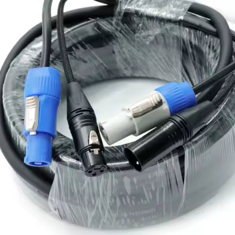 3-Pin PowerCON DMX Combo Cable &ndash; Male to Female DMX Connector for Stage Lighting - 1m 1.5m 2m 3m 5m