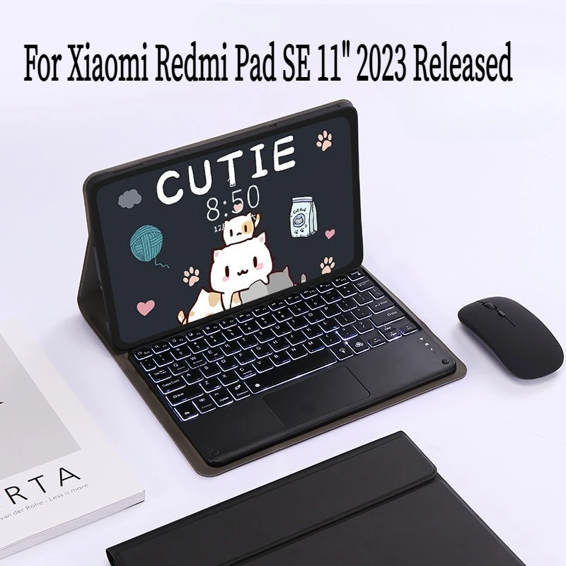 

Клавиатура с подсветкой для Xiaomi Redmi Pad SE 11-дюймовый чехол для планшета Съемная клавиатура с кожаным чехлом для Redmi Pad SE 11 "2023