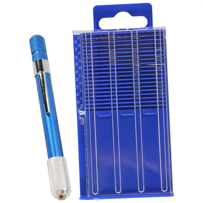 

A34R 21PCS Carburetor Jet Drill Bits Pin Vise Set, For Jewelry Bead Making Crafts Orifice Drilling Wood DIY Carving