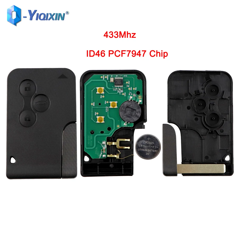 YIQIXIN ID46 PCF7947 Chip Smart Card For Renault Megane 2 3 II Scenic II Grand Clio Logan 2003 - 2008 Emergency Insert Blade Fob