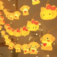 Kawaii Sanrios Cartoon Lights String Atmosphere Lighting Home Decor Night Lamp Anime Hello Kitty Cinnamoroll Luminous Model Toys