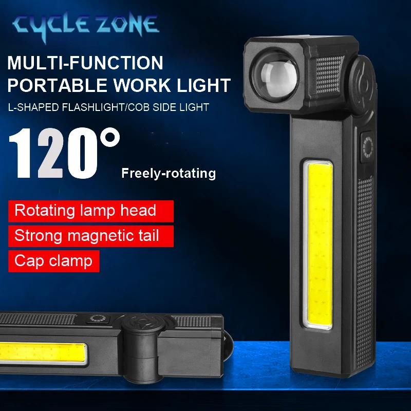 

Multifunctional Work Lights LED Magnetic Flashlight Built In Battery TYPE-C Rechargeable Camping Flash Light Car Repair Torch