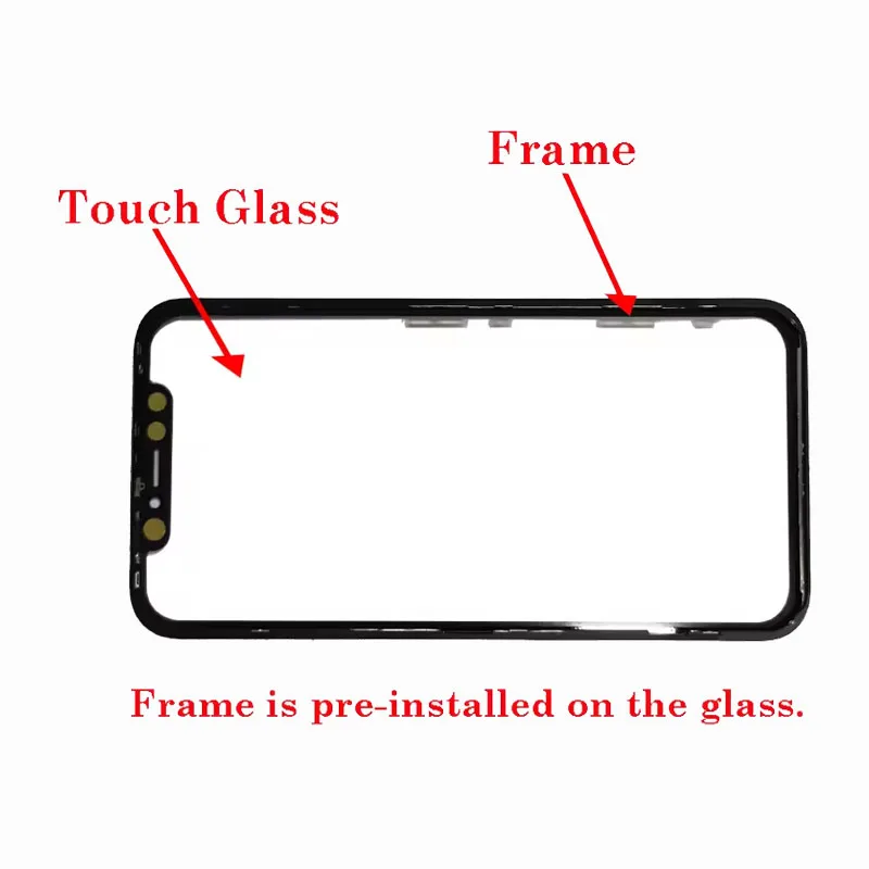 A++++ For iPhone X XS XR 11 12 13 14 15 16 Screen Outer Glass OCA Center Frame Bracket With Glue Screen Glass Replacement