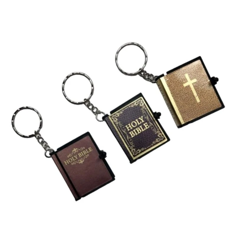 

Mini Bible Keychain Real Paper Can Read Religious Christian Keyrings