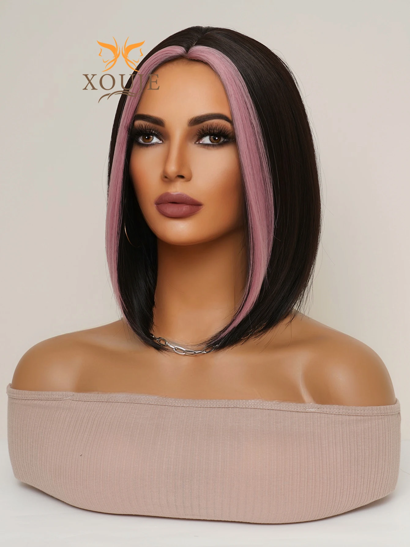 

Парик XOUEJ черный коричневый микс розовый женский короткий волос Боб парик высококачественный синтетический парик милый и милый парик для черных женщин ежедневное использование жара