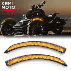 KEMIMOTO ON-ROAD Front Fender Lights Kit Smoked Black LED Yellow Turn Signal Lamp for Can-Am Ryker 600 900 Ryker Rally 2019+