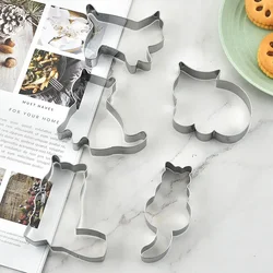 Stainless Steel Cat Cookie Mousse Ring Mold 5-piece DIY Printed Baking Press Tool Baking  Baking Tools  Cookie Cutter  Mold