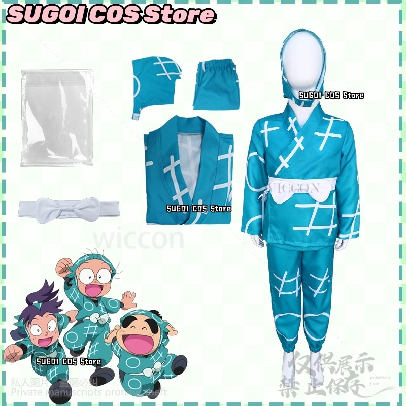Anime Nintama Rantarou Cosplay Cartoon Uniform Japanese Ninja Blue Kimono Suit Kawaii Cute Hat Rantarou Halloween Suits