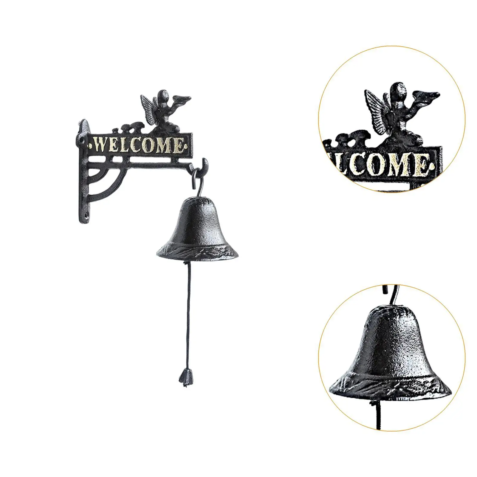 Vintage Cast Iron Door Bells Decorative Entry Chime Outdoor Wall Mount Bell for House Garden Decor