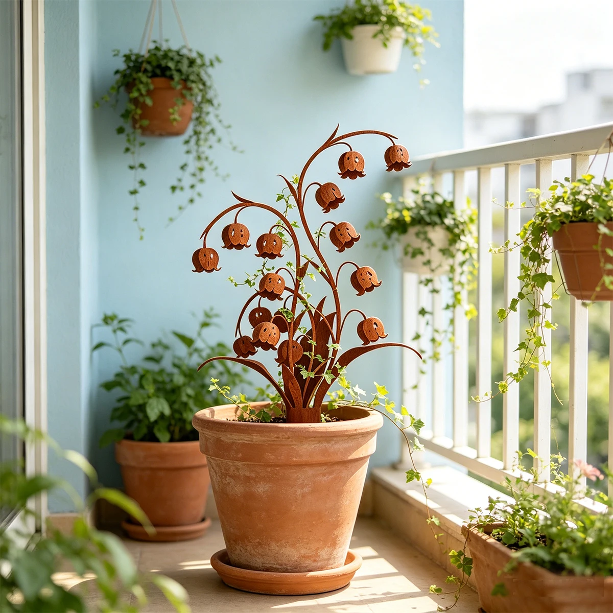 1Pc Wrought Iron Garden Decoration Stake, Lily-Of-The-Valley Shape Garden Decoration Stake, Outdoor Decoration, Garden Decoration, Suitable for Garden Stakes, to Be Inserted into Flower Beds, Lawns, or Flower Pots as an Artistic Embellishment. - view 4