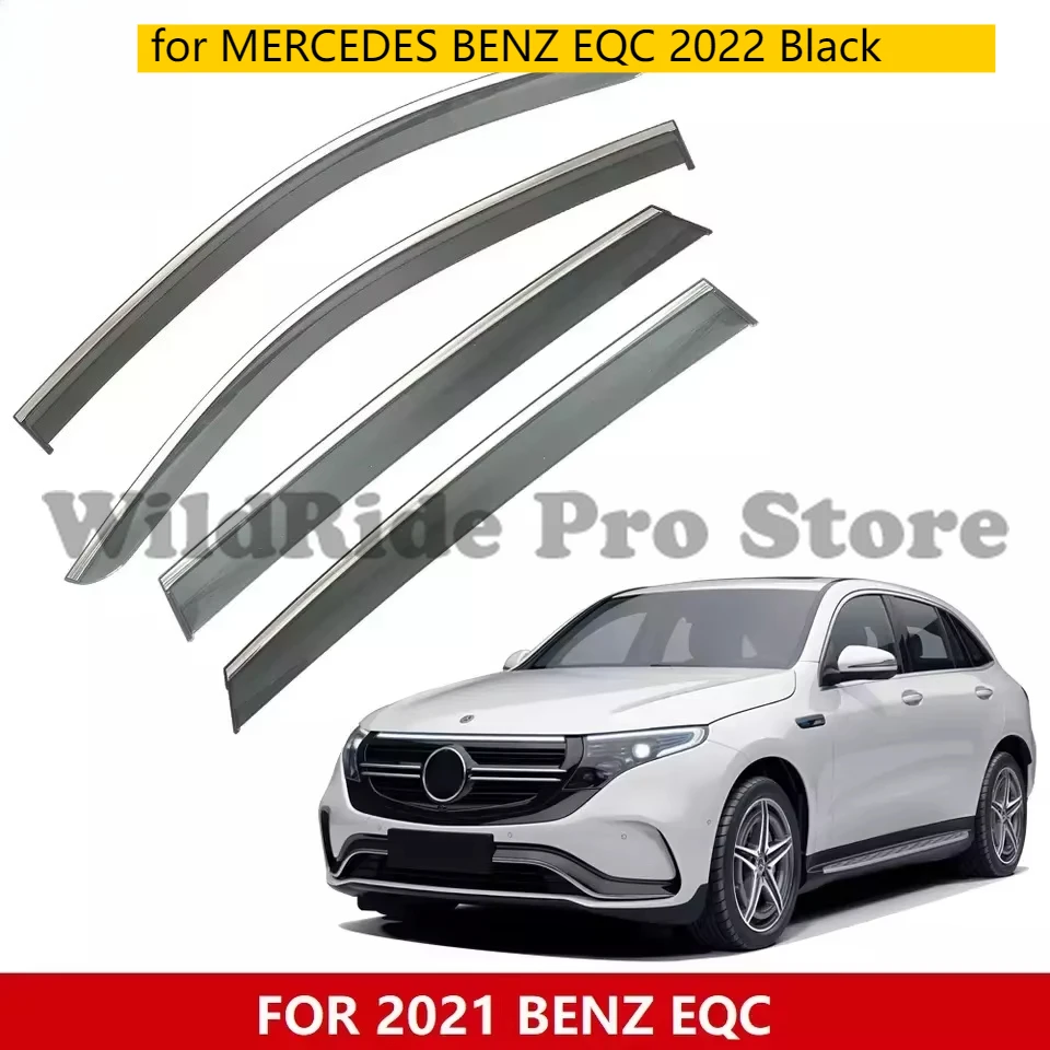 Protector meteorológico para MERCEDES BENZ EQC 2022, visera negra para lluvia y sol, protector contra la lluvia, visera para ventana, Deflector de viento