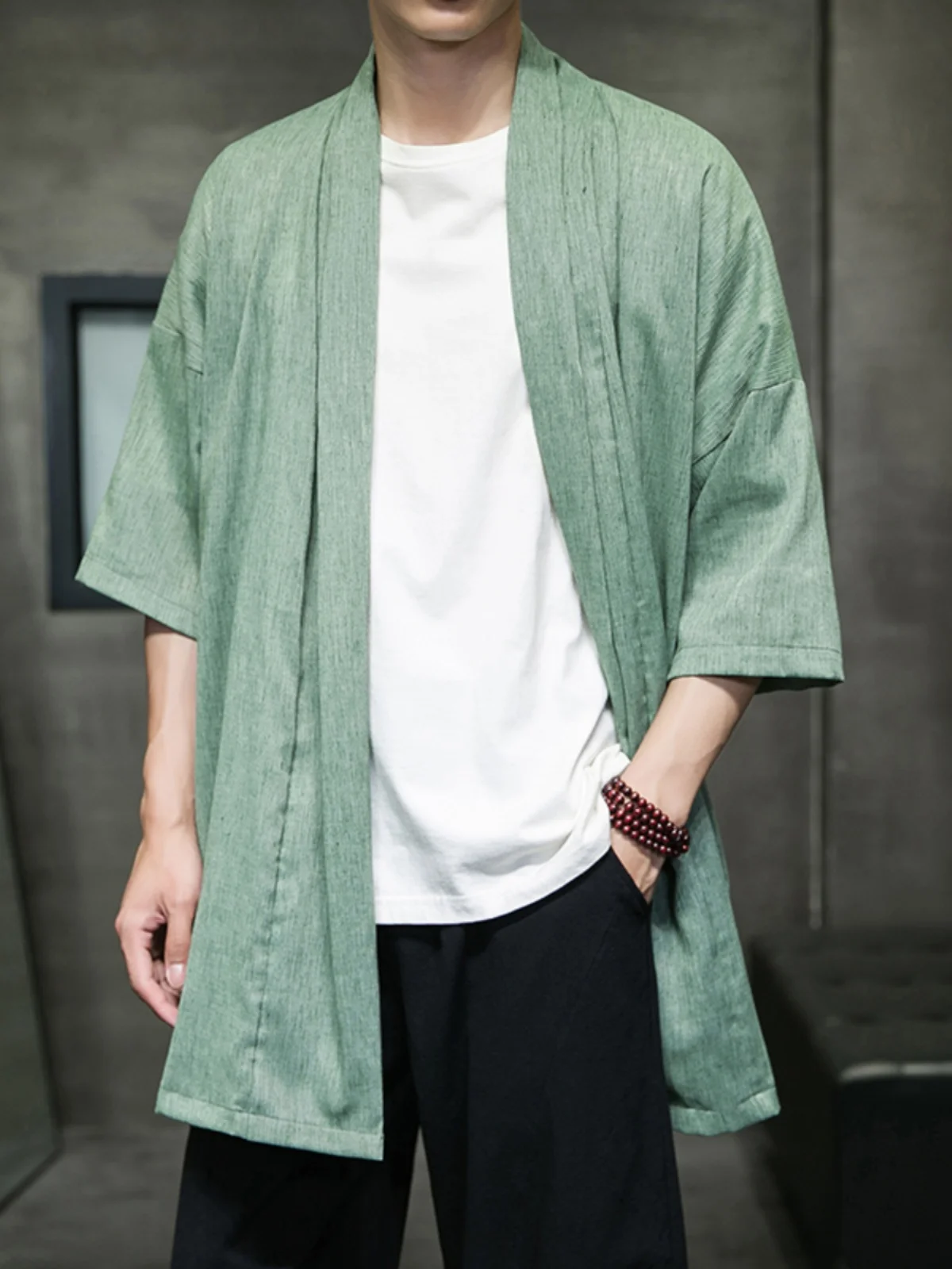 

Men's Linen Shirt Short Sleeve Thin Ice Silk Open Cardigan Style Summer Casual Fashion Traditional Chinese Hanfu Clothing