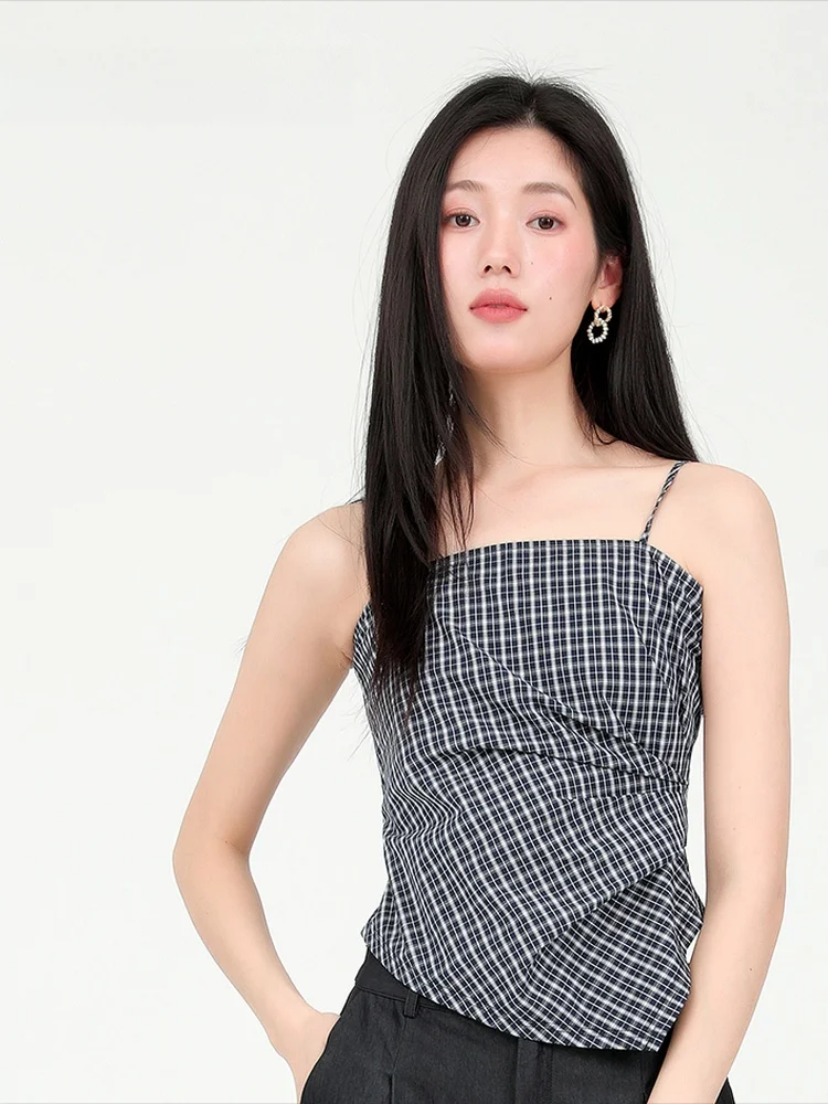 

Dailanzhi 2026 Весна-Лето: Элегантный универсальный топ-бюстье в клетку без бретелек, утягивающий, из хлопка, для женщин, короткий, для ношения под одеждой