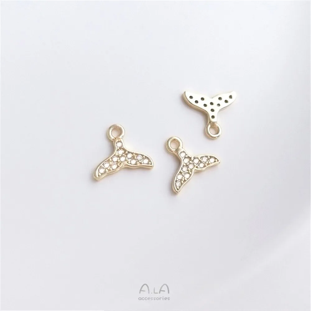 

Color Preservation 14K Gold Micro-inlaid Zircon Small Charm Series Marine Life Fishtail Bee Butterfly Cat Diy Pendant