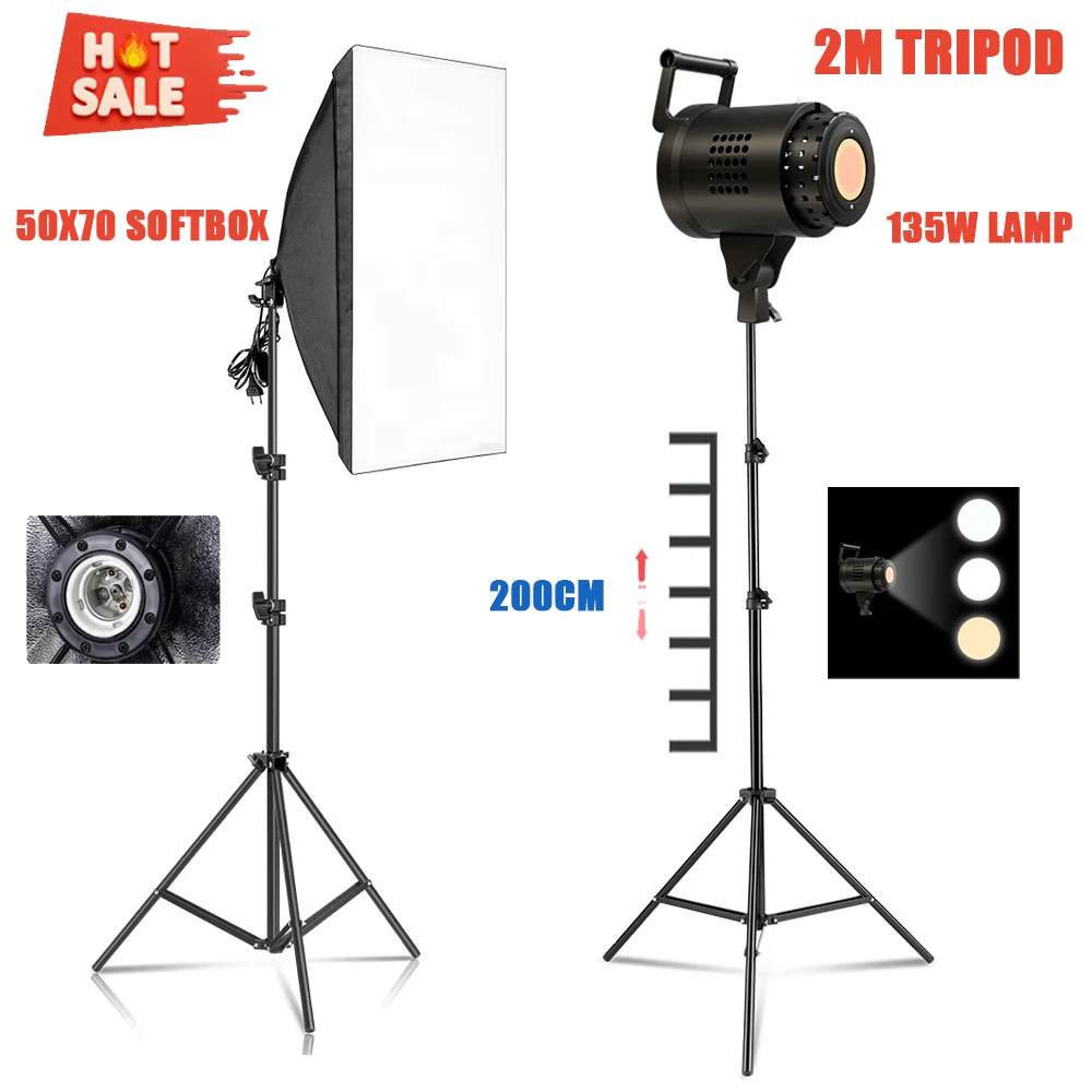 SH Softbox طقم إضاءة التصوير الفوتوغرافي مع E27 لمبة بوينز مصباح ترايبود لنظام الإضاءة المستمرة استوديو الصور صور اطلاق النار