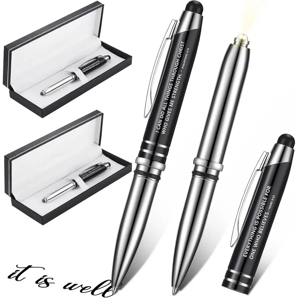 

Christian Engraved 3-in-1 Multi-Function Pen with LED Light and Stylus, Inspired by Philippians 4:13